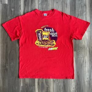 Vintage Subway Restaurant Promo T-Shirt Men's Size XL Red Meal 1990s